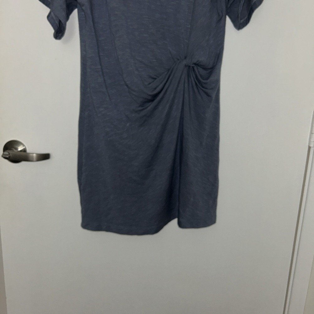 Daily Practice Anthropologie Dress Large Blue Knot Front Dolman Slub Knit Mini - Picture 3 of 8